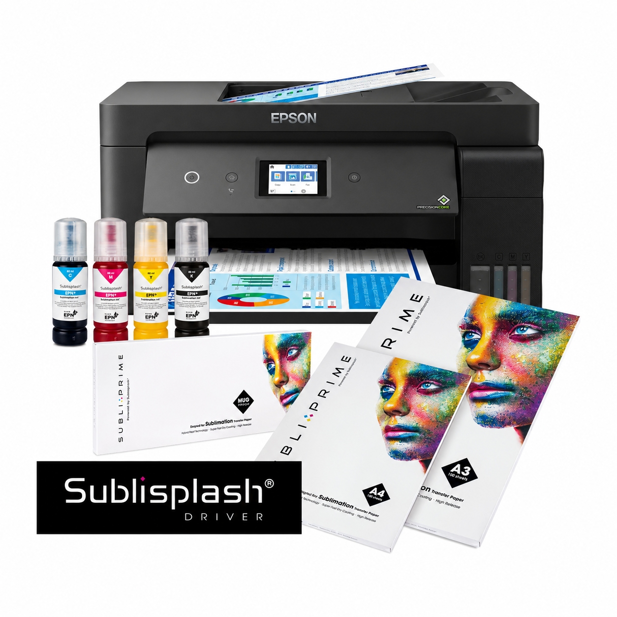 Startpaket Epson EcoTank Tintenstrahldrucker, Format DIN A3+, bestehend aus: