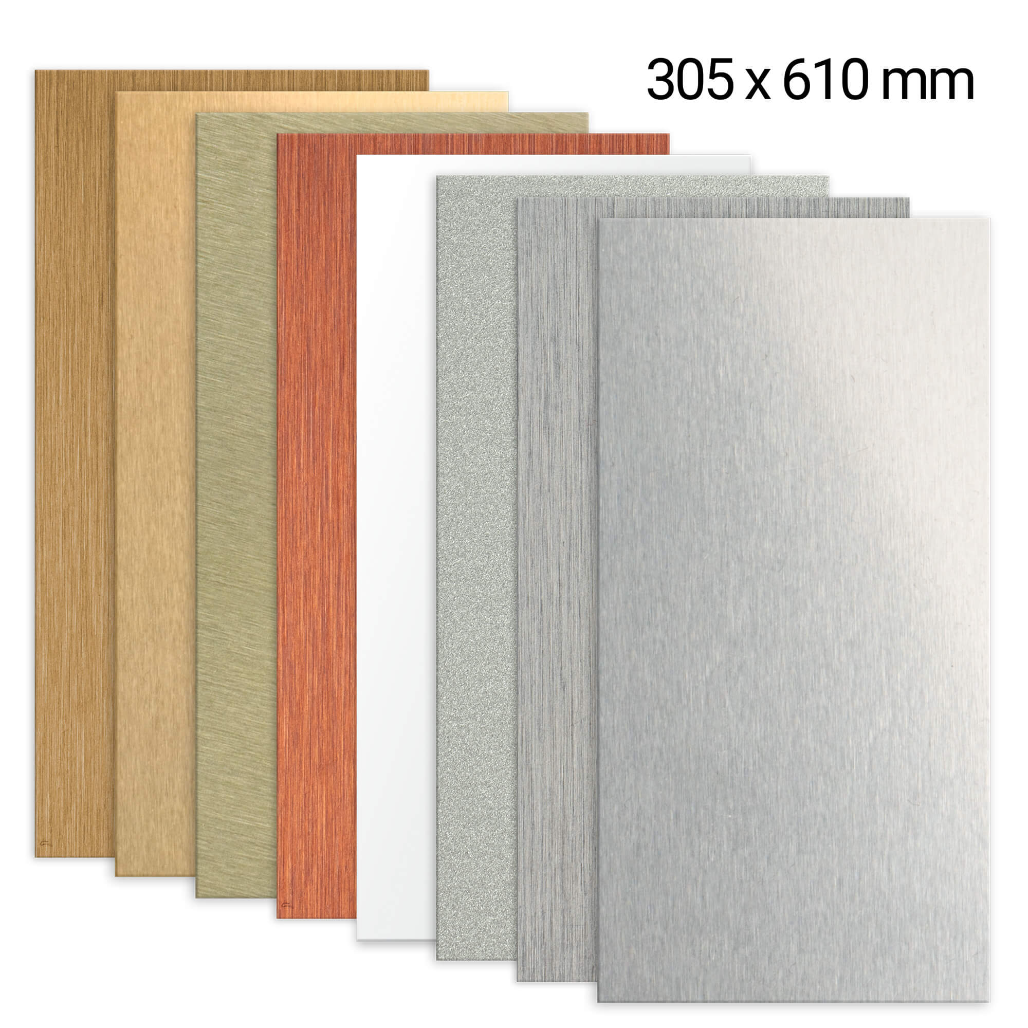 Alu-Platte 305 x 610 mm, 0,5 mm stark, div. Farben