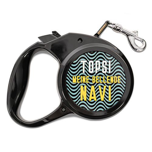 Laisse de chien extensible, longueur de laisse 300 cm, avec 2 inserts en aluminium blanc imprimables Ø 68 mm, 50 pcs./carton