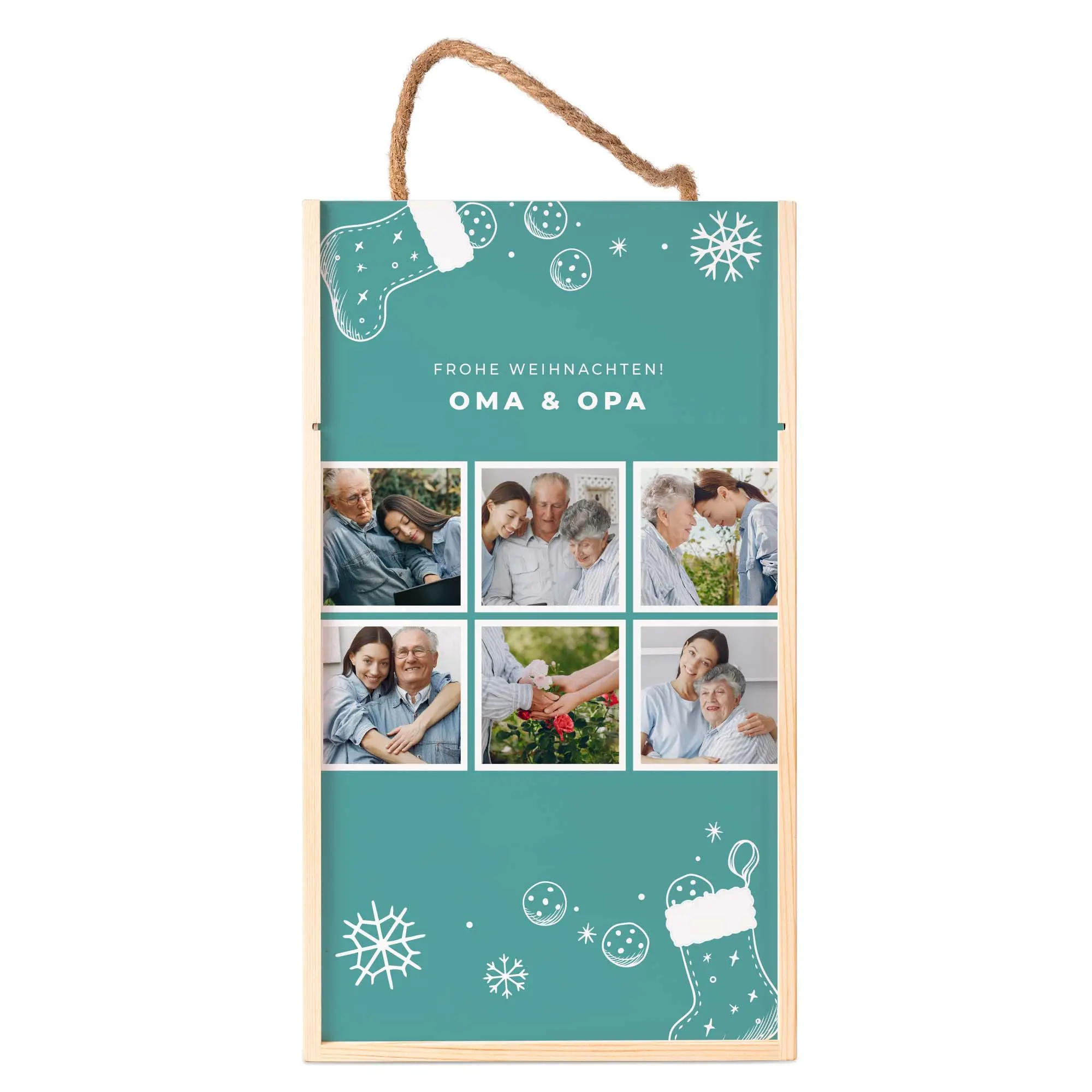 Weinkiste aus naturfarbenem Kieferholz, für zwei Flaschen, mit weißem Schiebedeckel