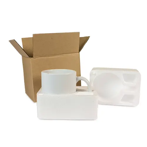 Transportation box with styrofoam for mugs, colour brown, size 145 x 125 x 130 mm, 30 sets/carton