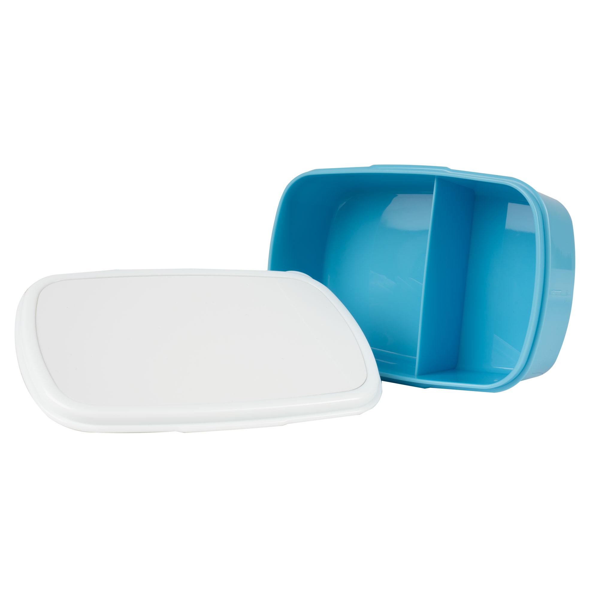 Lunch box 186 x 128 x 60 mm with divider and printable lid insert, various tin colour