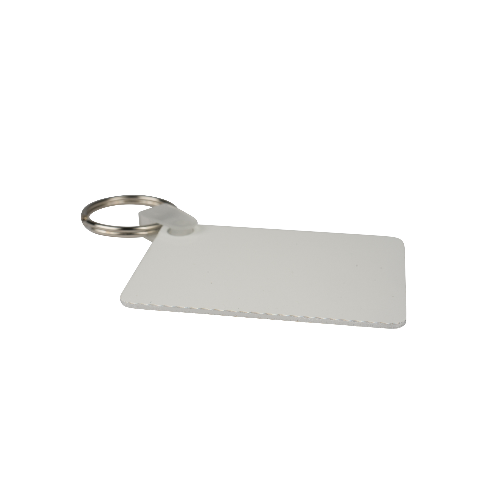 UNISUB Alu-Schlüsselanhänger, weiß-glänzend, Rechteck, Größe 40 x 57 x 1 mm, beidseitig bedruckbar