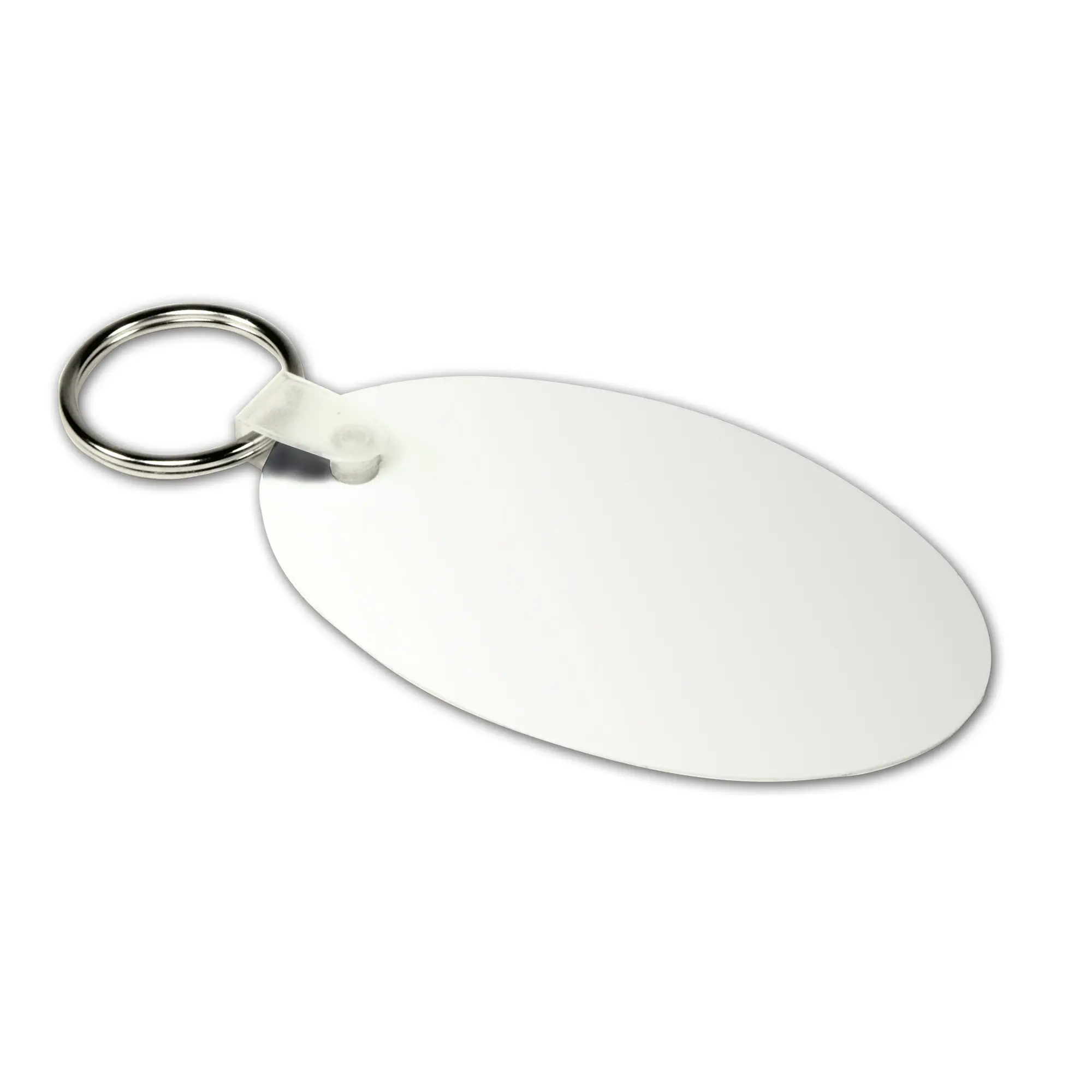 UNISUB Alu-Schlüsselanhänger weiß Oval, Größe 34 x 63 x 1 mm, beidseitig bedruckbar