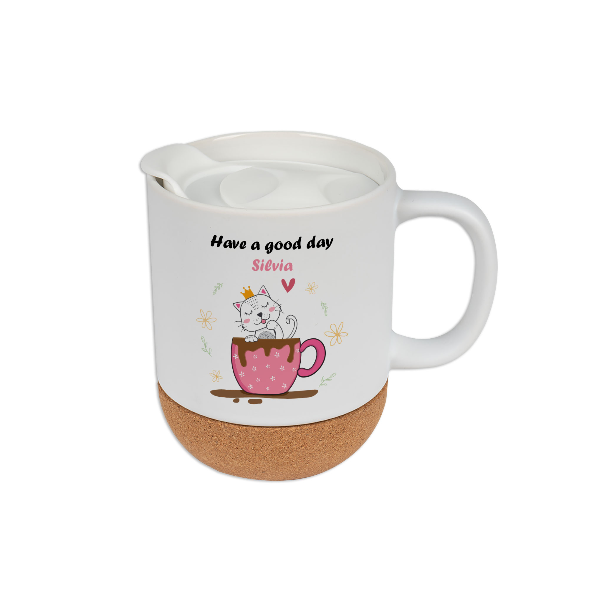Keramiktasse BEN mit abnehmbarem Korksockel, Sublistar® Coating Kunststoffdeckel, Weiß-matt, 36 St./Karton Keramiktasse BEN mit abnehmbarem Korksockel, Sublistar® Coating Kunststoffdeckel, Weiß-matt, 36 St./Karton