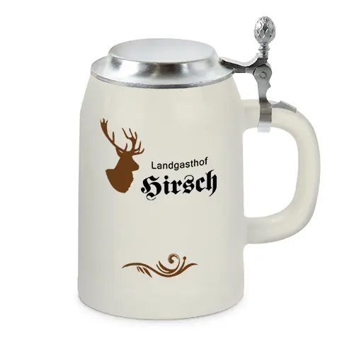 Bierkrug Upper Class RADLER 500 ml, Farbe Lichtgrau mit Zinndeckel