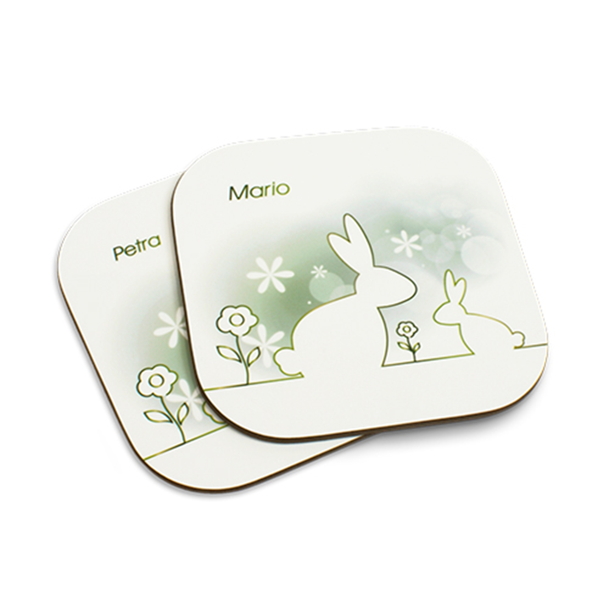 UNISUB Dessous de verre en fibres dures blanc brillant, 100 x 100 x 3 mm, coins arrondis, 40 pcs./carton