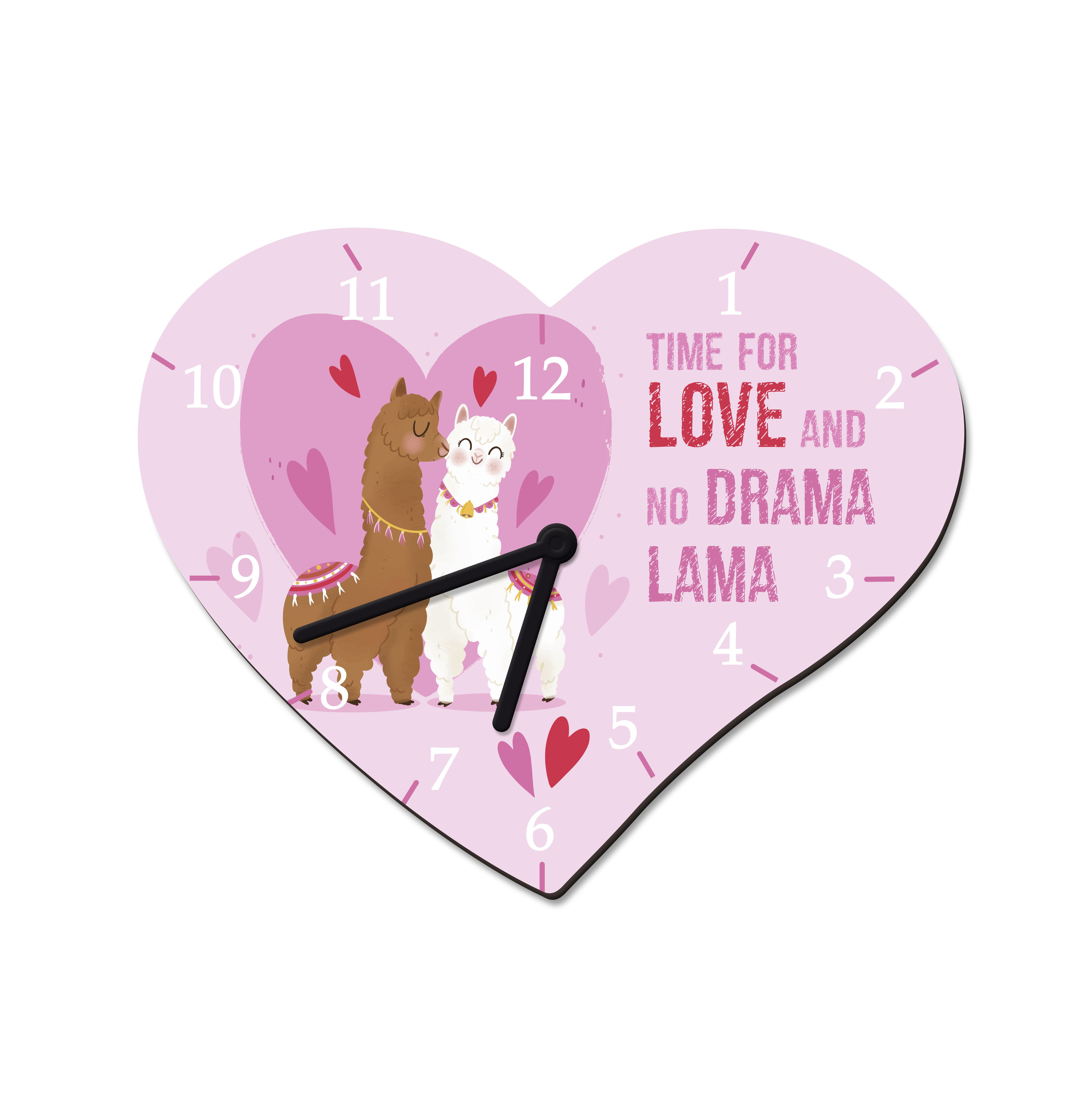 Horloge murale en fibres dures en forme de coeur, diverses versions