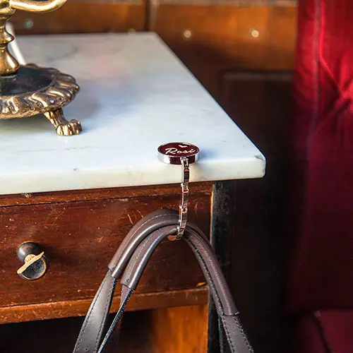 Handtaschenhalter mit Alu-Einsatz, div. Ausführungen