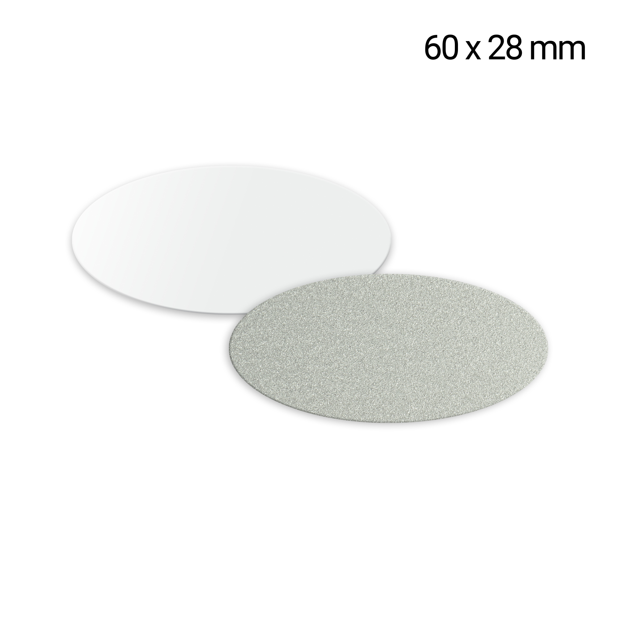 Alu-Namensschild 28 x 60 mm, 0,5 mm stark, Oval, div. Farben