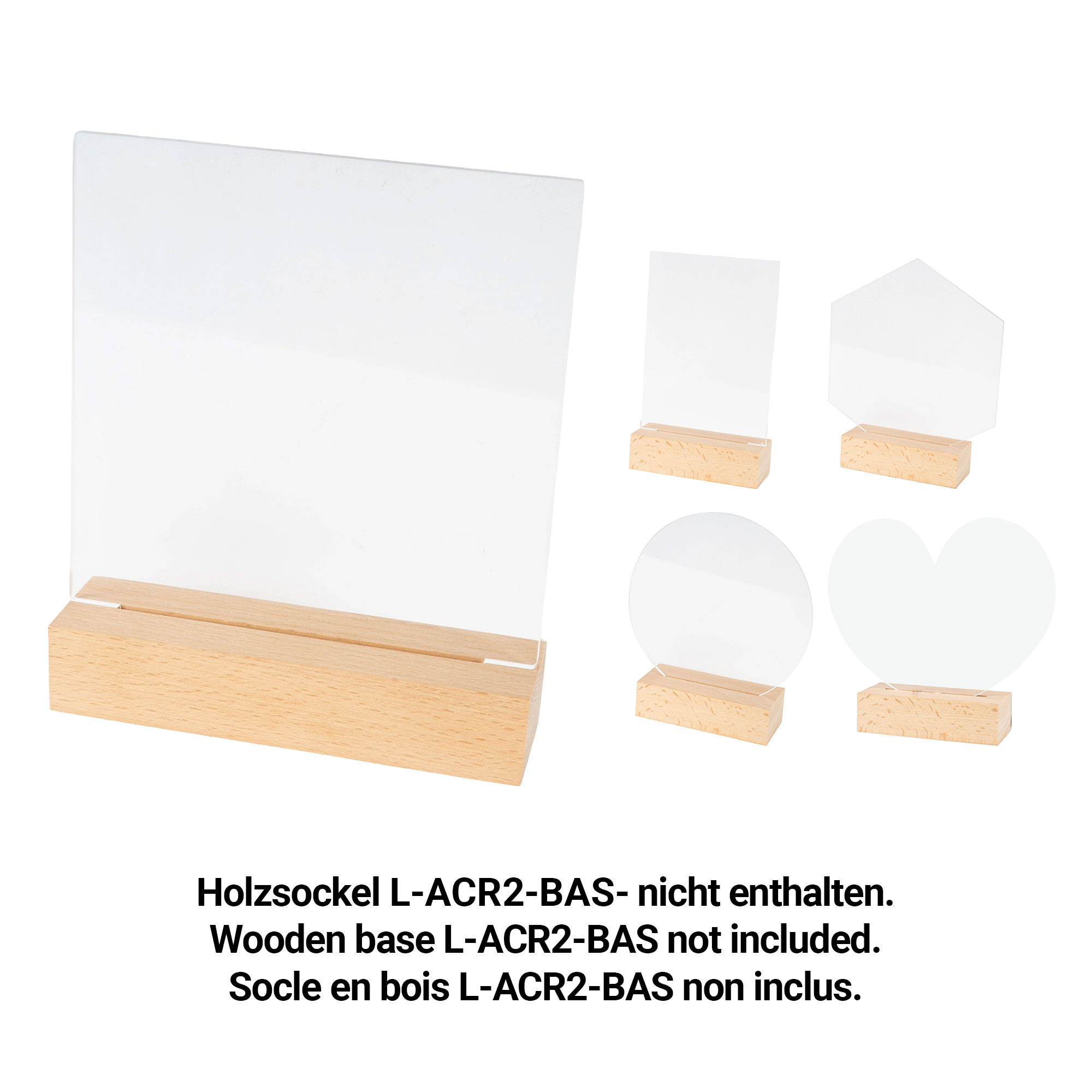 Acrylplatte passend für Holzsockel L-ACR2-BAS-, div. Ausführungen