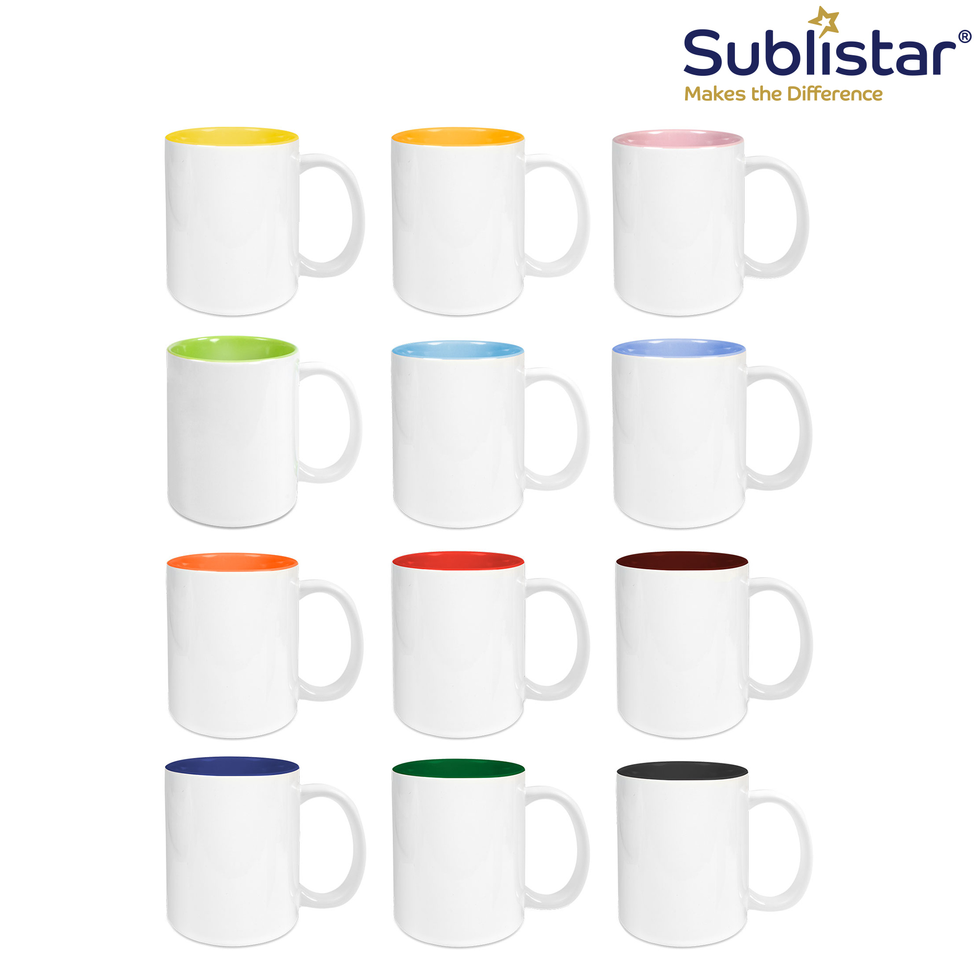 Ceramic mug TWO TONES 11oz, Sublistar®-Coating, various colours