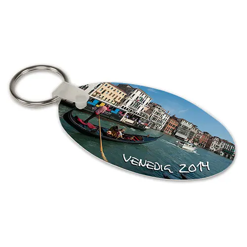 UNISUB Alu-Schlüsselanhänger weiß Oval, Größe 34 x 63 x 1 mm, beidseitig bedruckbar