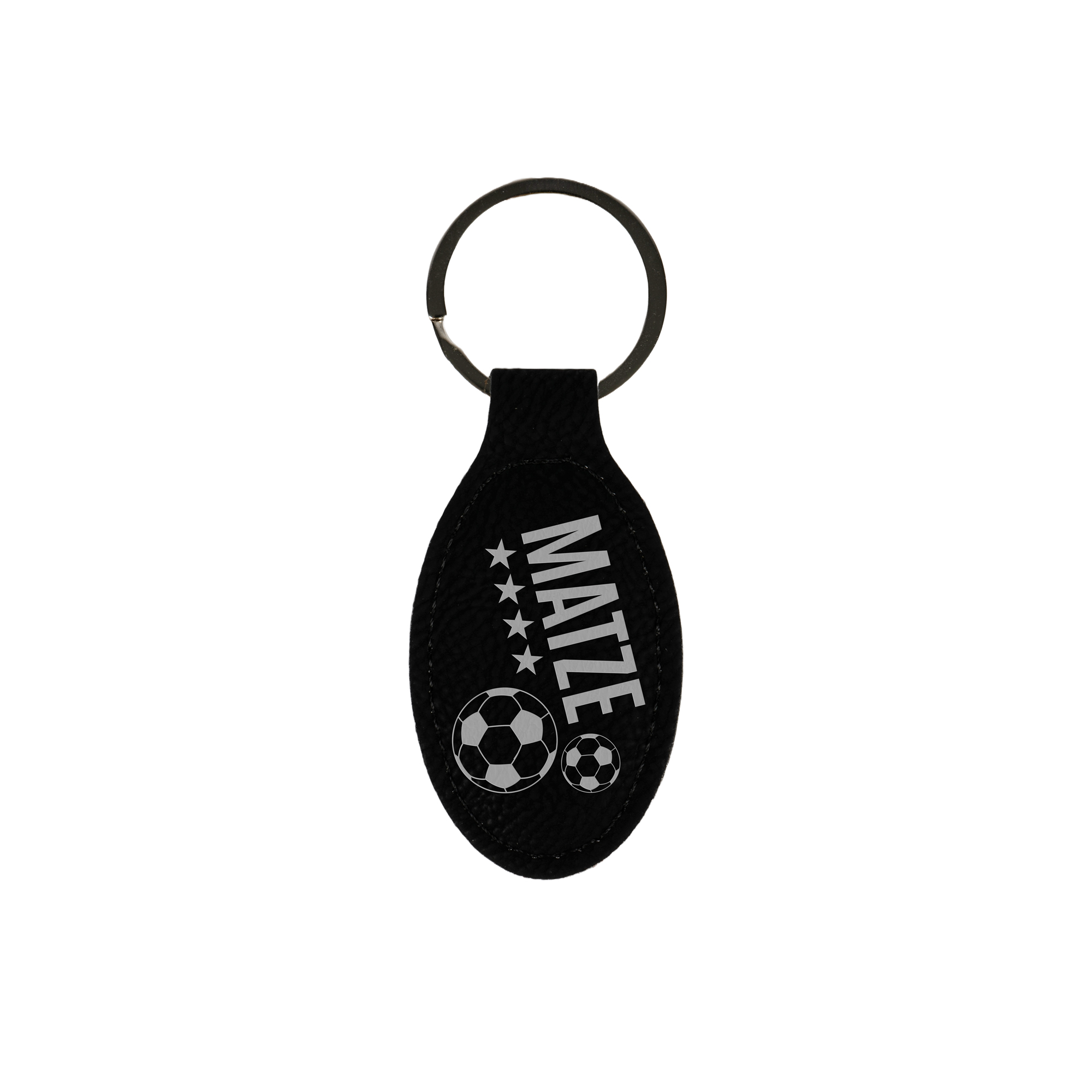 Porte-clés laser ovale en similicuir 40 x 75 mm, div. couleurs