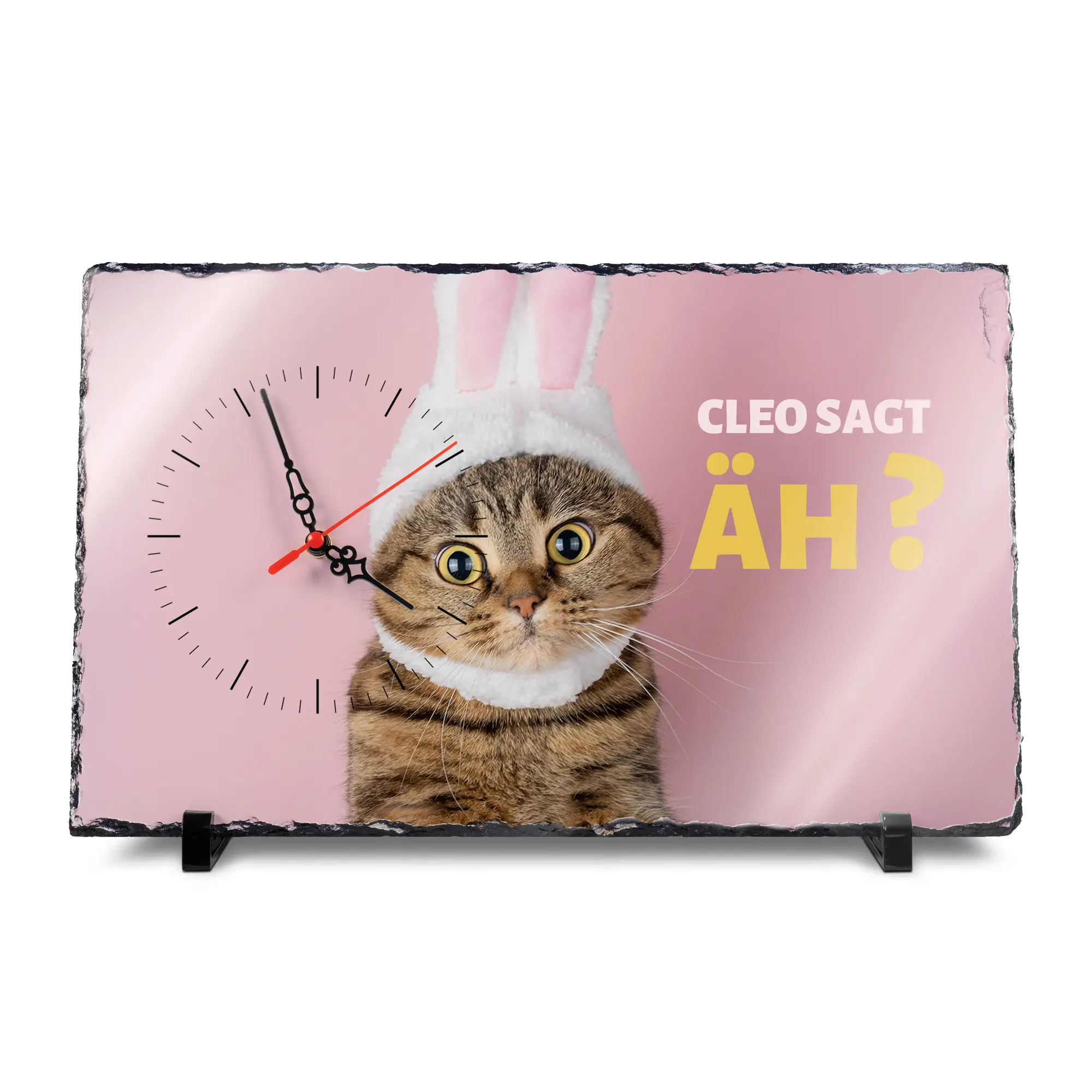 Sublistar® Tischuhr aus Schiefer in Rechteckform inkl. Uhrwerk, Weiß-glänzend, Größe ca. 250 x 400 mm, ca. 10 mm stark