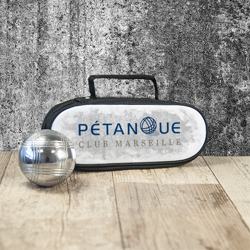 Sacoche pour 3 boules de pétanque et un cochonnet, noir, taille 230 x 90 x 60 mm, 50 pcs./carton