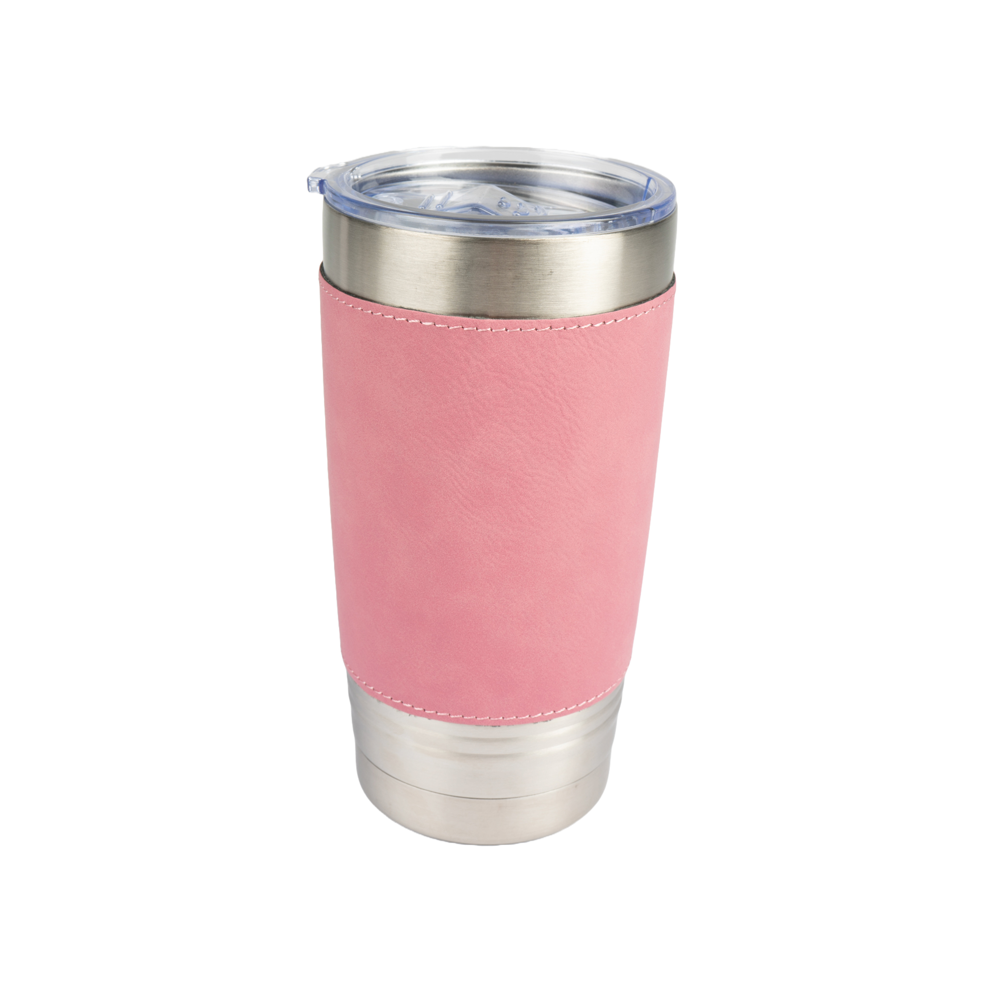 Tumbler laser en acier inoxydable 590 ml avec similicuir Ø 90 mm, hauteur 175 mm, div. couleurs