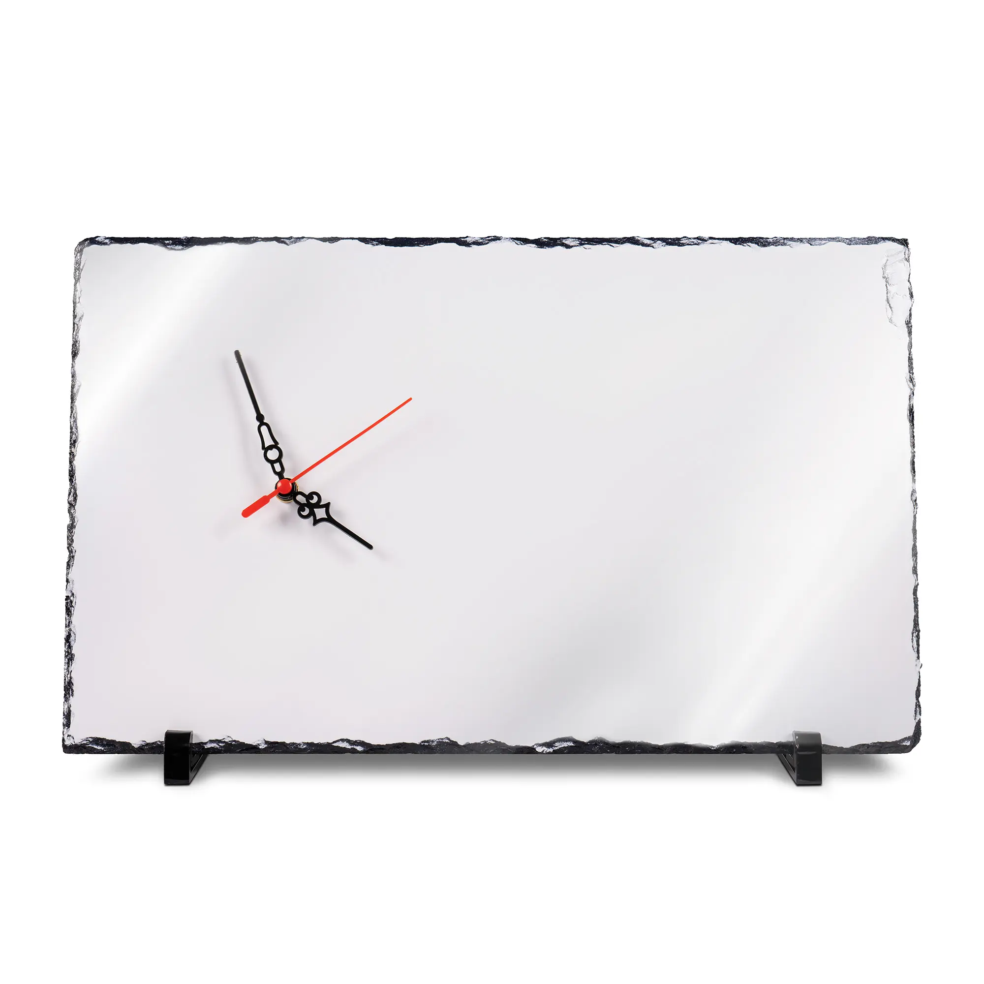 Sublistar® Tischuhr aus Schiefer in Rechteckform inkl. Uhrwerk, Weiß-glänzend, Größe ca. 250 x 400 mm, ca. 10 mm stark