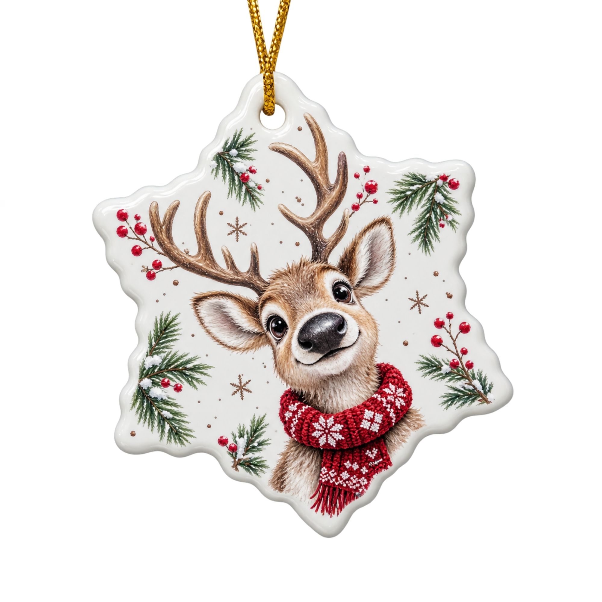 Ceramic Ornament, incl. Gold Cord, 76 x 76 mm, Printable on Both Sides, 100 sets/carton