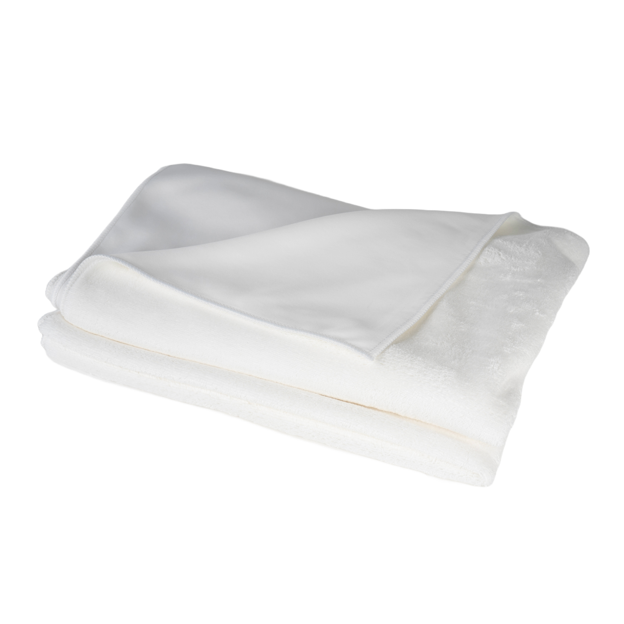Serviette en microfibres avec un verso en coton, couleur blanc, taille 50 x 100 cm, 5 pcs./pack, 60 pcs./carton