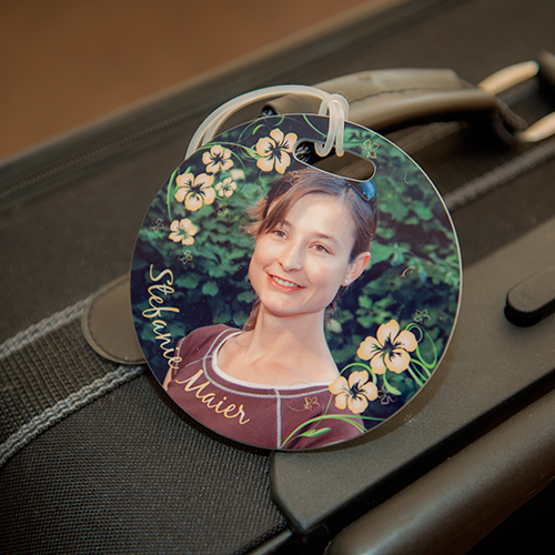 UNISUB etiquette à bagage rond Ø 100 mm, imprimable recto-verso, couleur blanc brillant, 50 pcs./carton