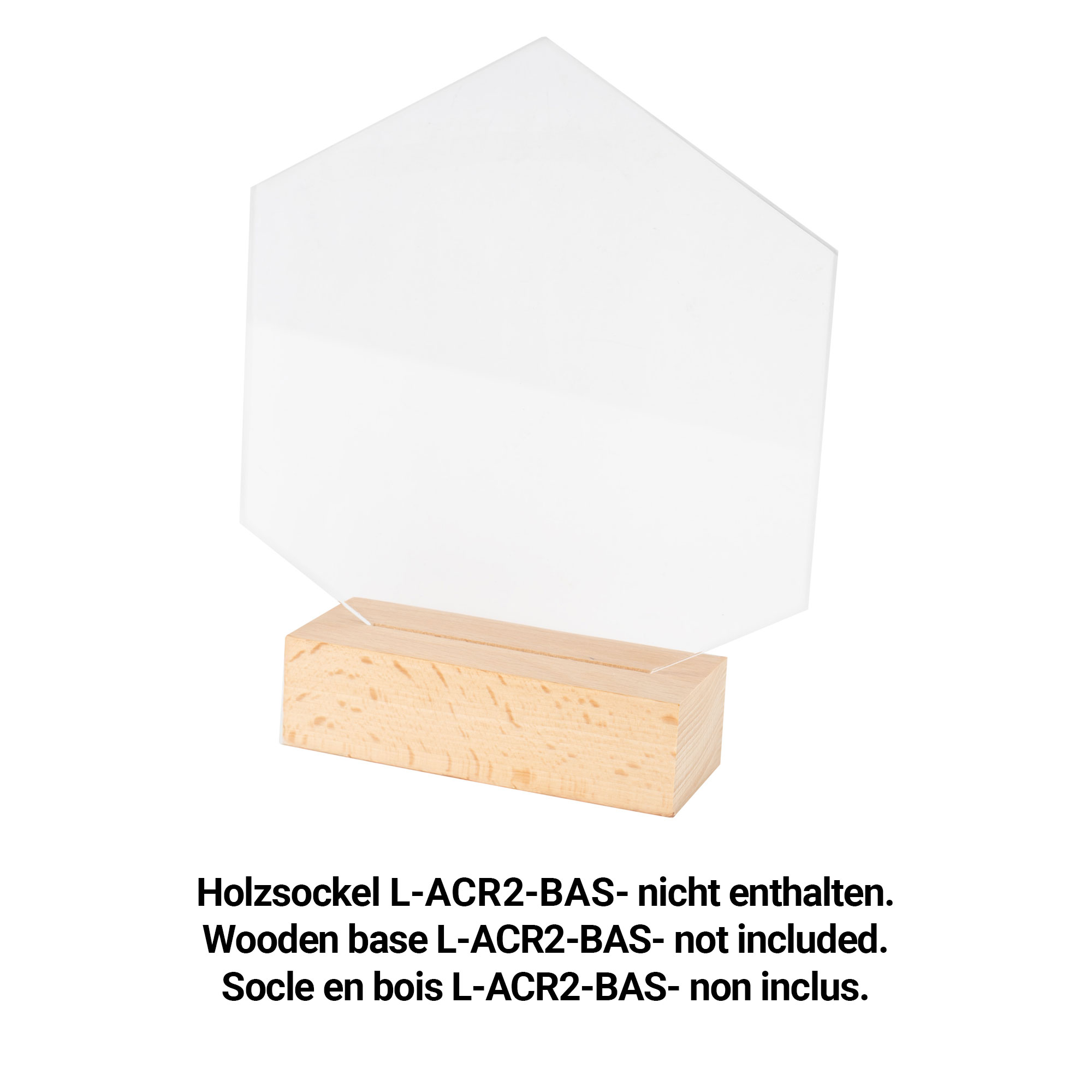 Acrylplatte passend für Holzsockel L-ACR2-BAS-, div. Ausführungen