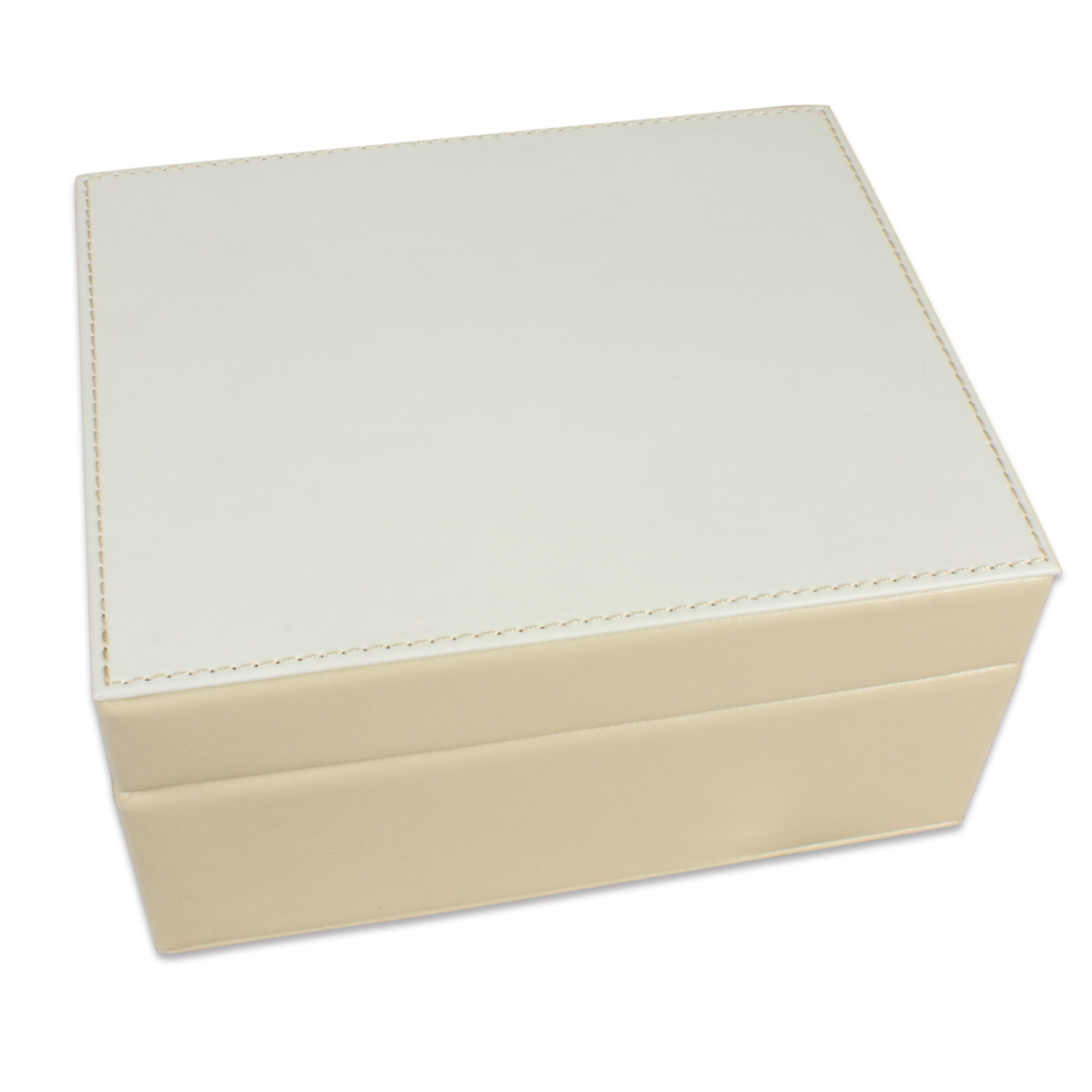 Subli Leather, Boîte à bijoux en cuir synthétique, couleur beige, taille 150 x 125 x 80 mm, 1 pcs./pack, 30 pcs./carton
