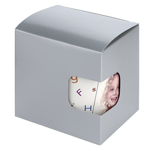 Geschenkkarton klein mit Sichtfenster, Farbe Silber, Größe 95 x 90 x 110 mm