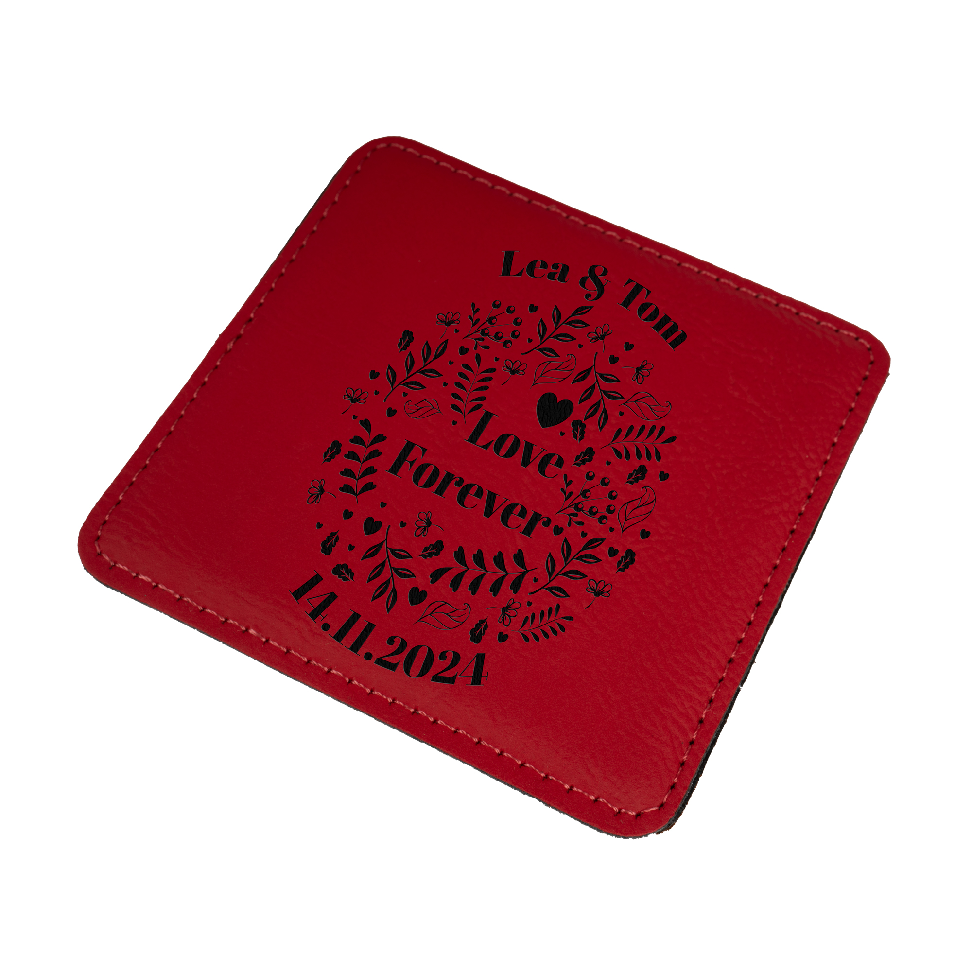 Dessous de verre laser en similicuir 100 x 100 mm div. couleurs