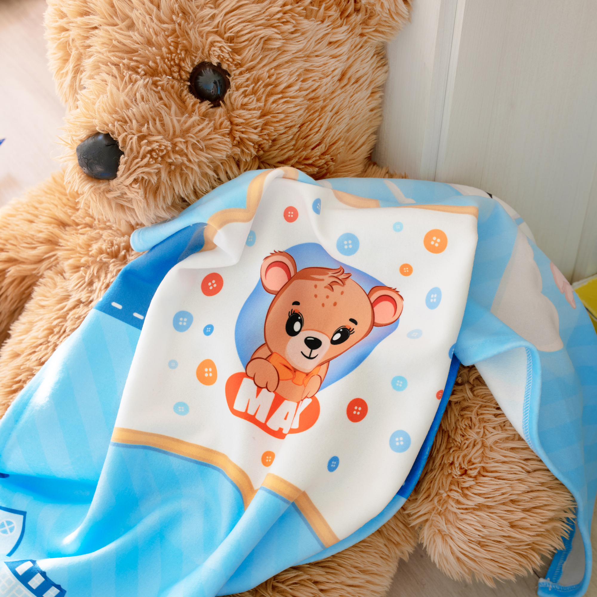 Couverture polaire en microfibre, 100% polyester, taille 60 x 90 cm, imprimé sur une face avec différents motifs