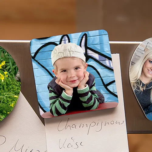 UNISUB Kühlschrankmagnet, Größe 57 x 57 x 2 mm, Einseitig bedruckbar, Weiß-glänzend