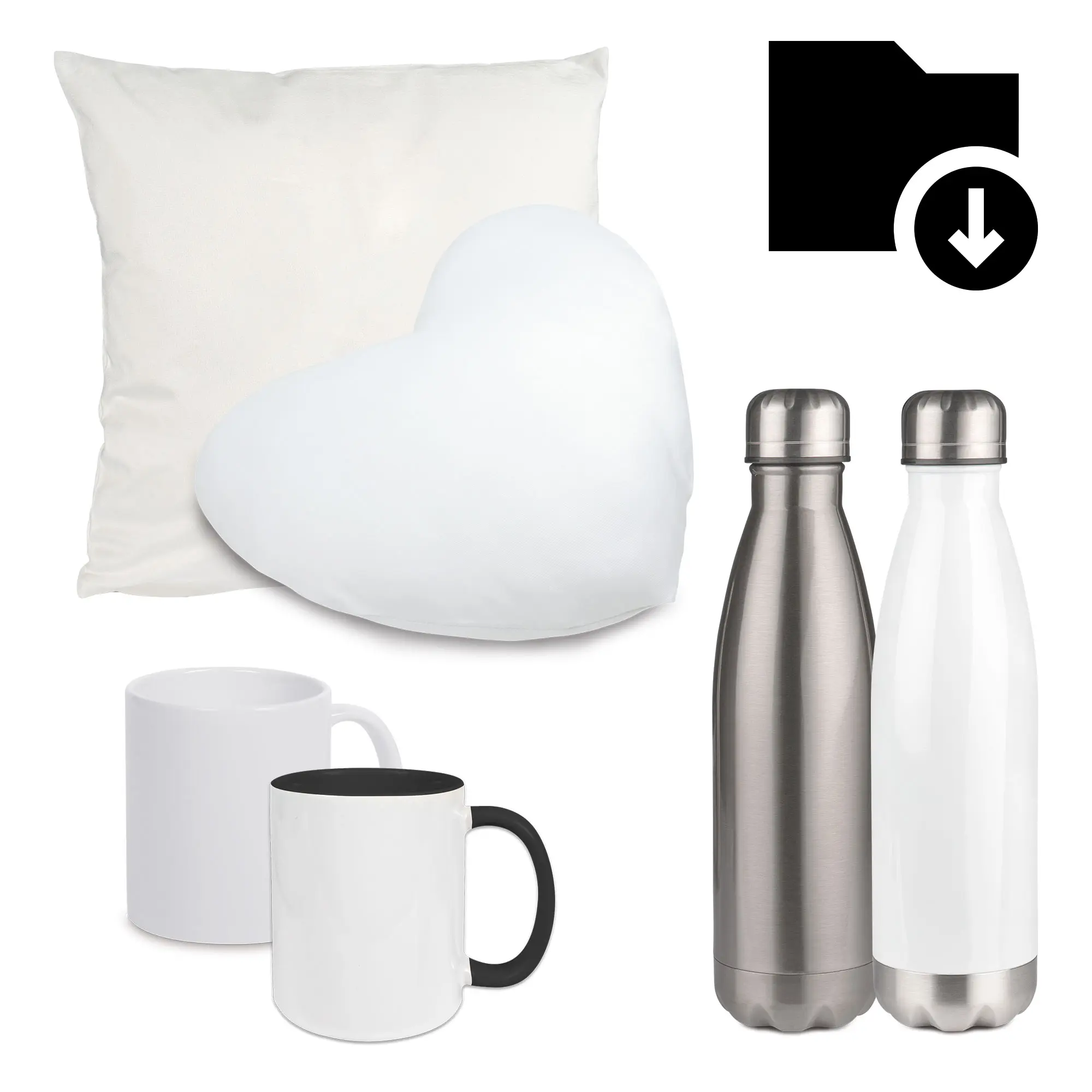 Download-Link, der eine Sammlung unbedruckter Sublimationsartikel enthält 