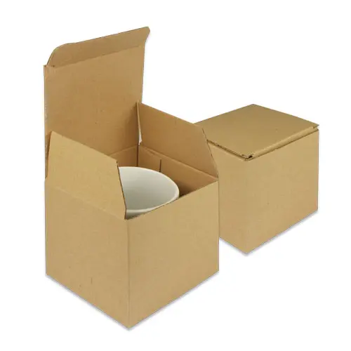 Boîte d´emballage en carton pour tasses, couleur brun, taille env. 110 x 100 x 100 mm, 20 pcs./pack