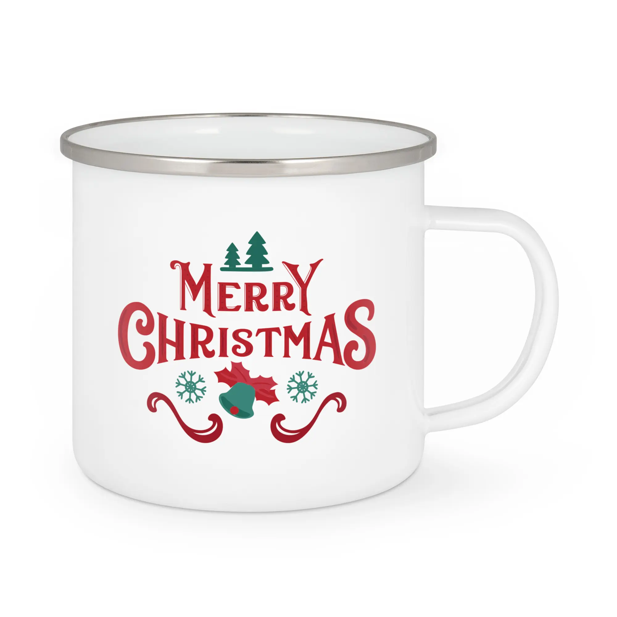 Emailletasse weiß 18oz, mit farbigem Tassenrand, div. Randfarben