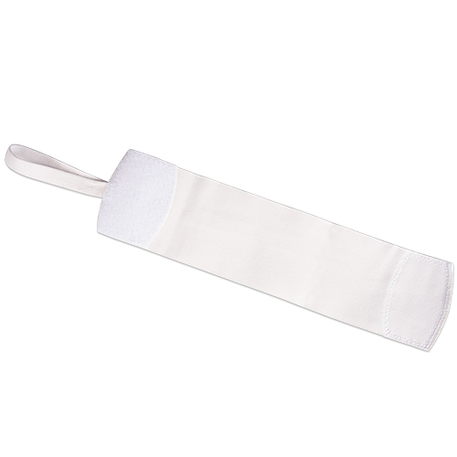 Bandeau blanc de capitaine avec fermeture velcro et boucle élastique, surface imprimable environ 220 x 90 mm, 5 pcs./pack, 500 pcs./carton