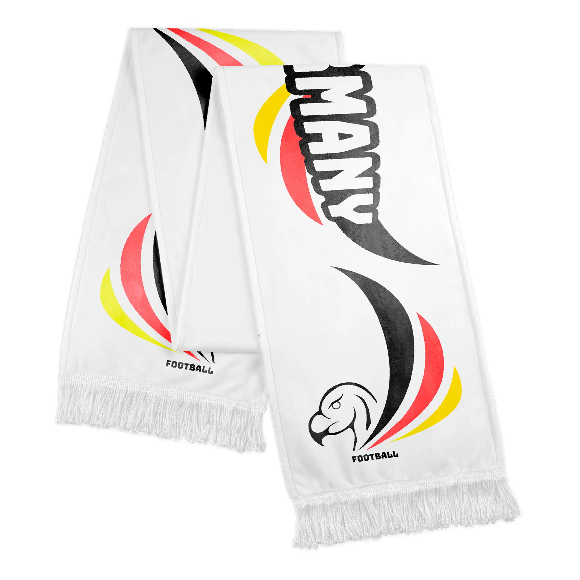 Bedruckbarer flauschiger Polyesterschal mit Fransen, Farbe Weiß, ca. 21 x 148 cm, 1 St./Pack, 100 St./Karton