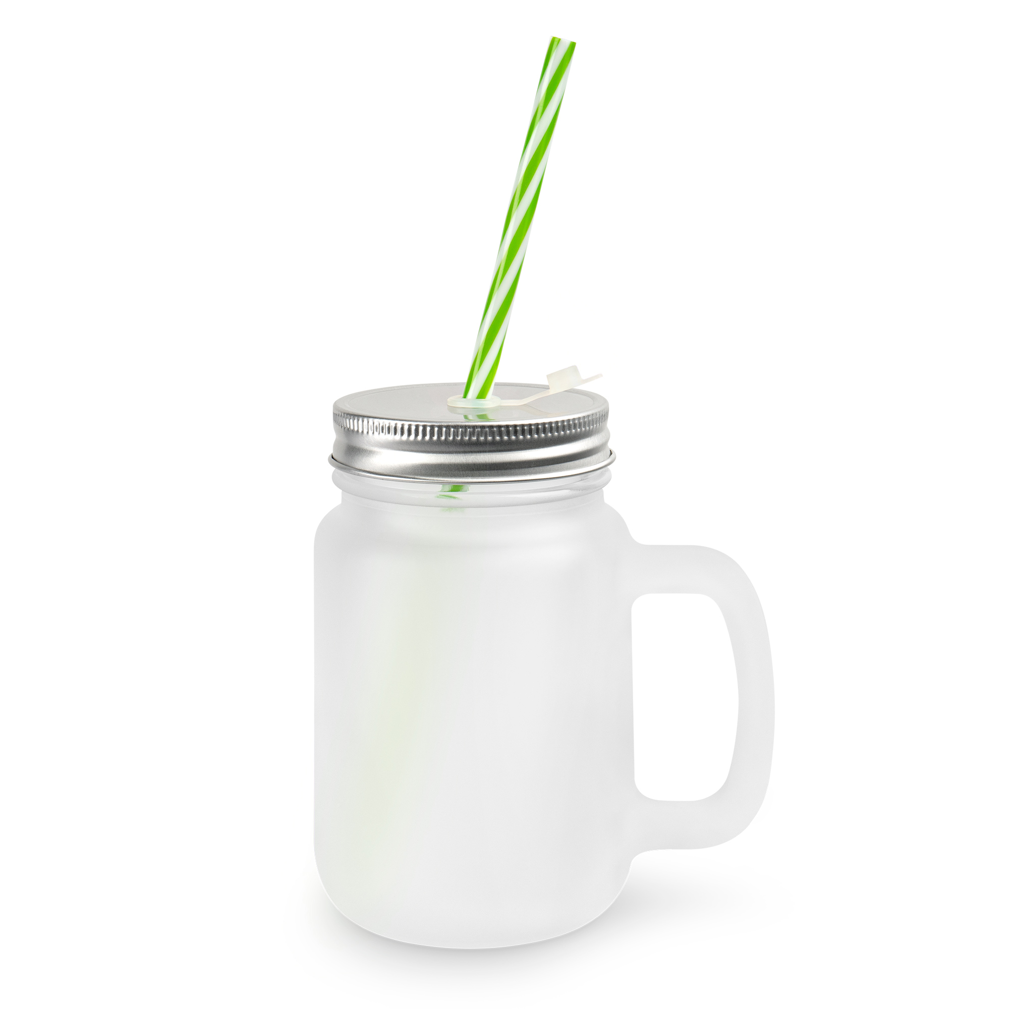 Mason Jar en verre avec anse, couvercle et une paille, différentes versions