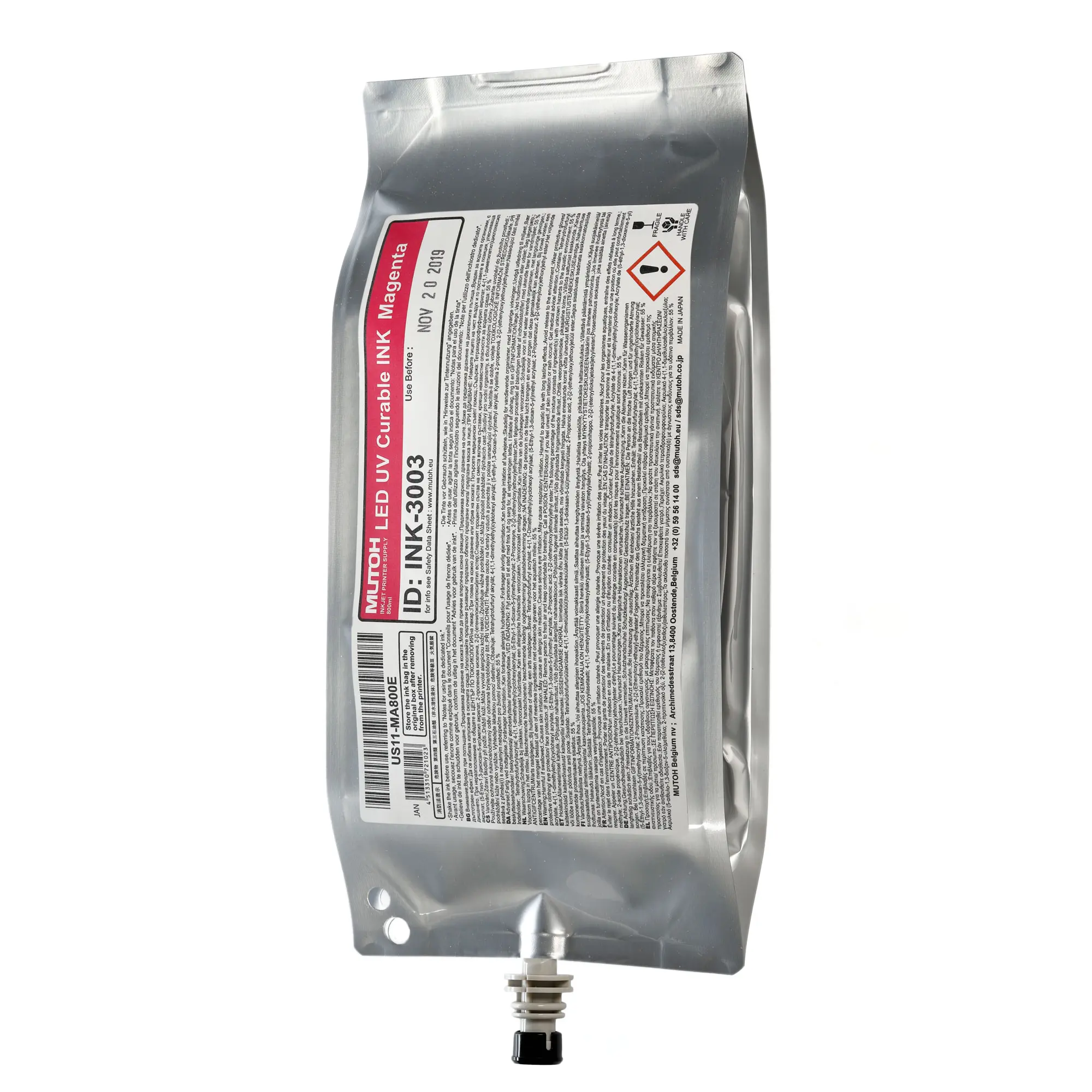 US11 Flex LED UV Ink, various colours, 800 ml ink pack