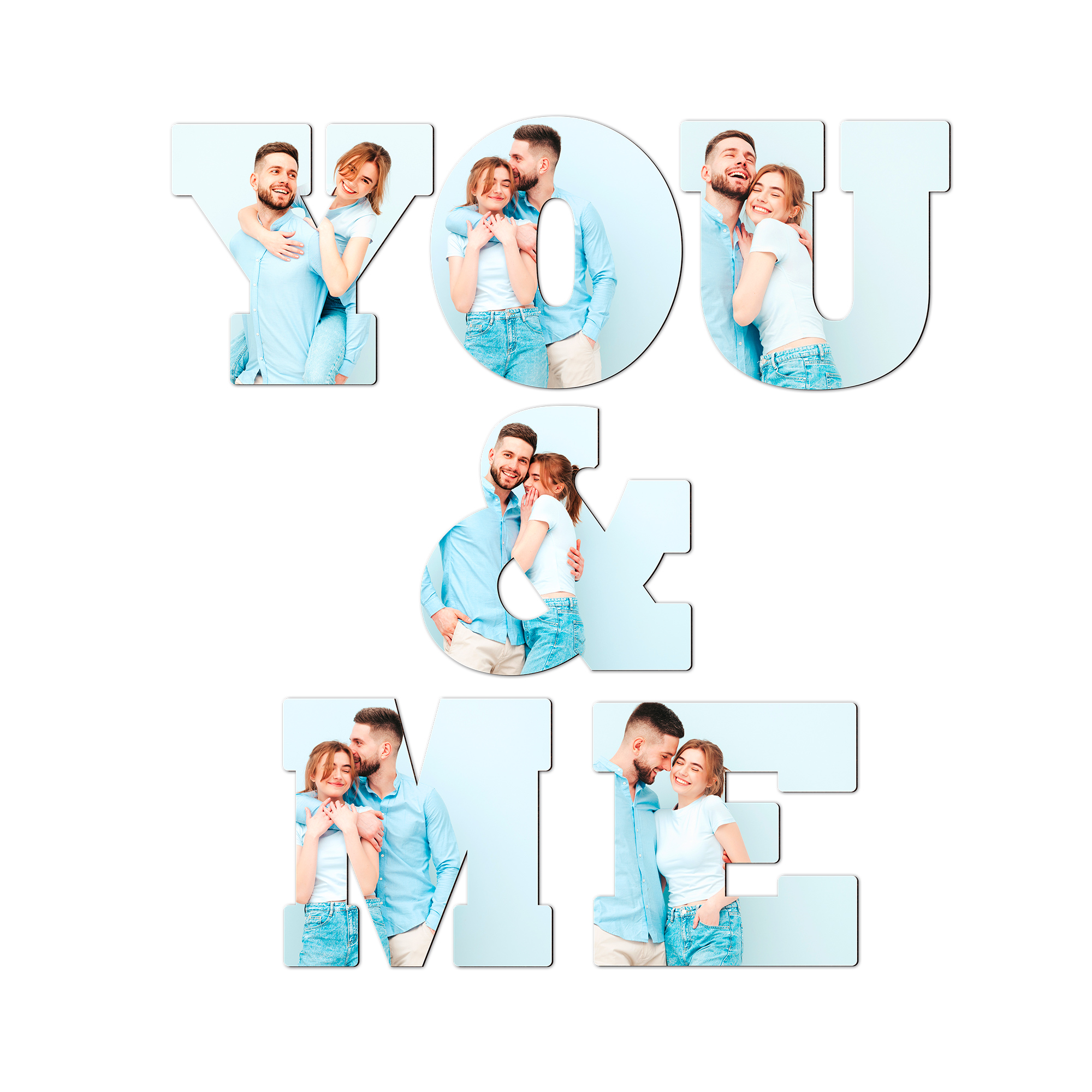 Ensemble de lettres individuelles Sublistar® en MDF YOU&ME Hauteur 14 cm, 3 mm d'épaisseur