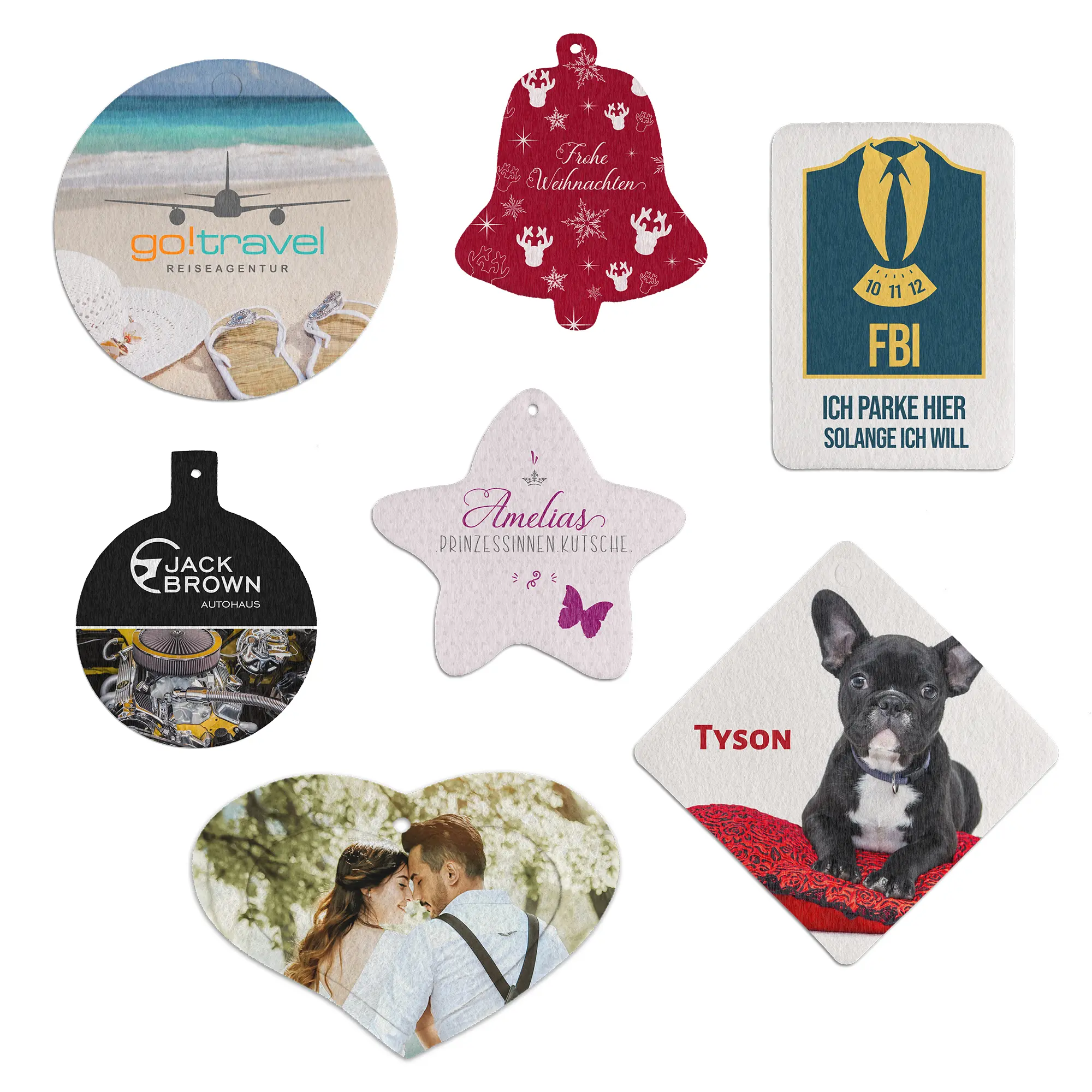 Lufterfrischer, weißer Polyesterfilz, versch. Ausführungen