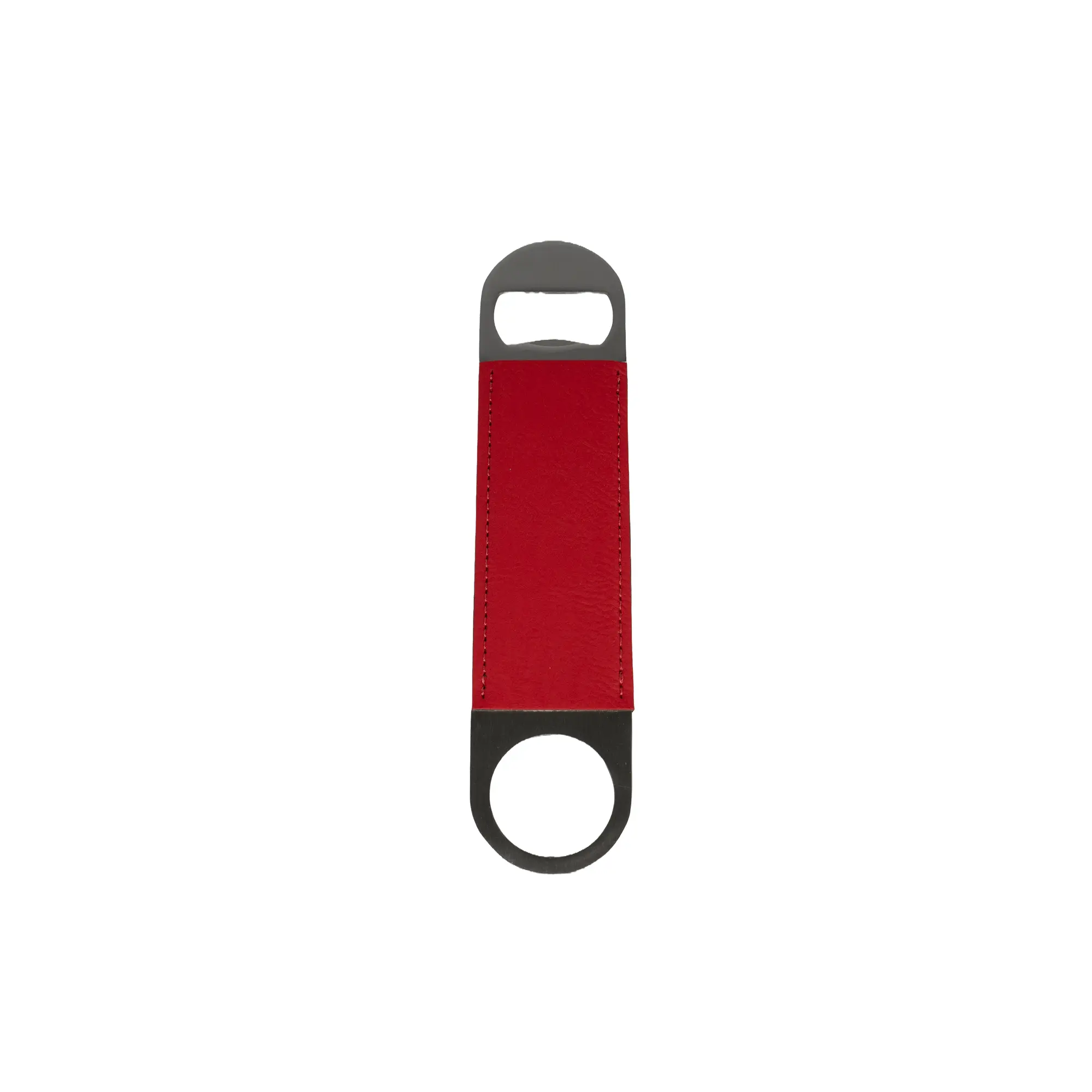 Laser Edelstahl-Flaschenöffner mit Kunstleder-Beschichtung 40 x 117 mm, div. Farben