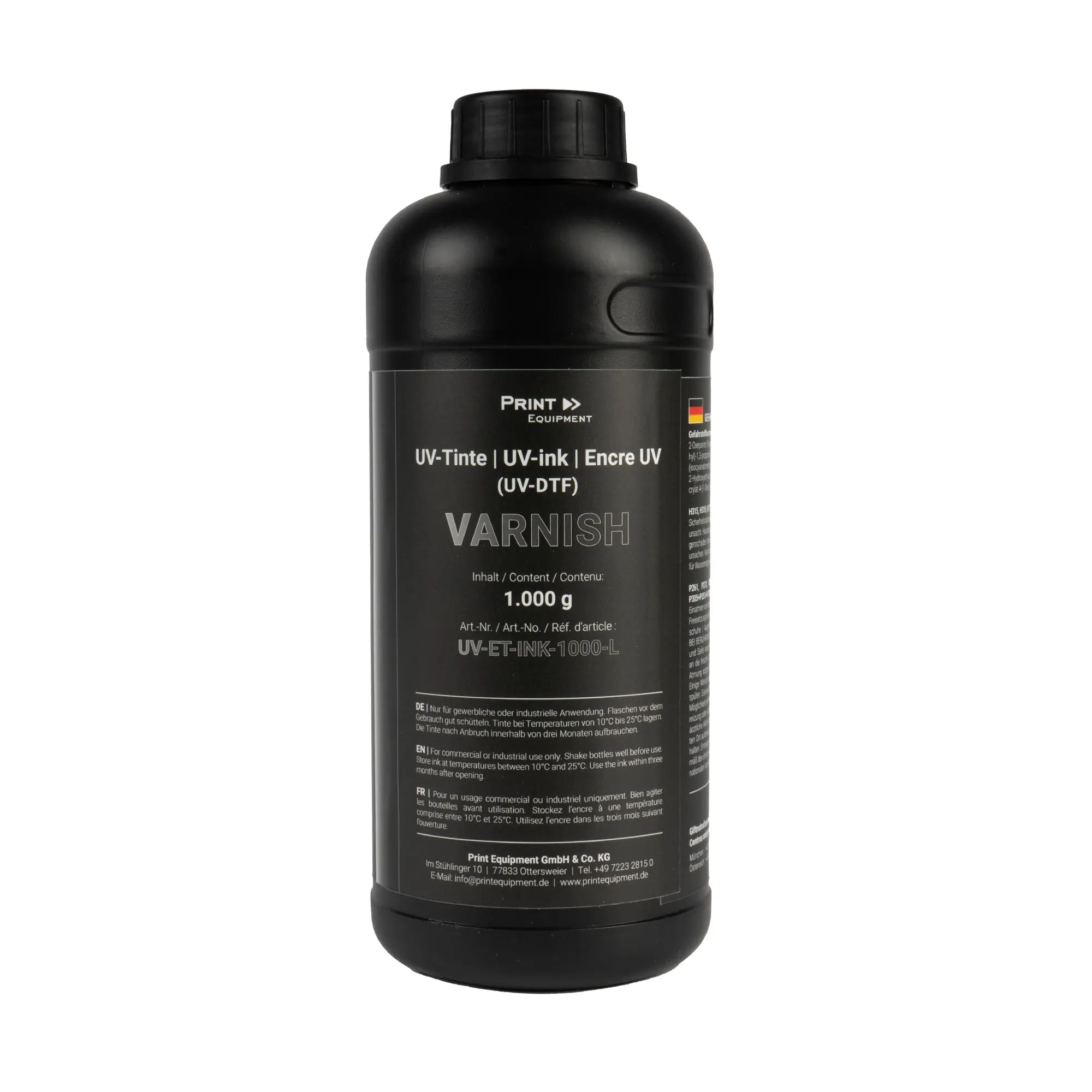 Encre UV pour système d'impression UV-DTF, diverses couleurs, bouteille de 1.000 ml