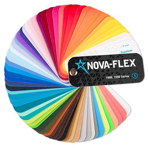 Farbfächer der Serien, Nova-Flex 1000 / 1500, mit Echtfolienmuster