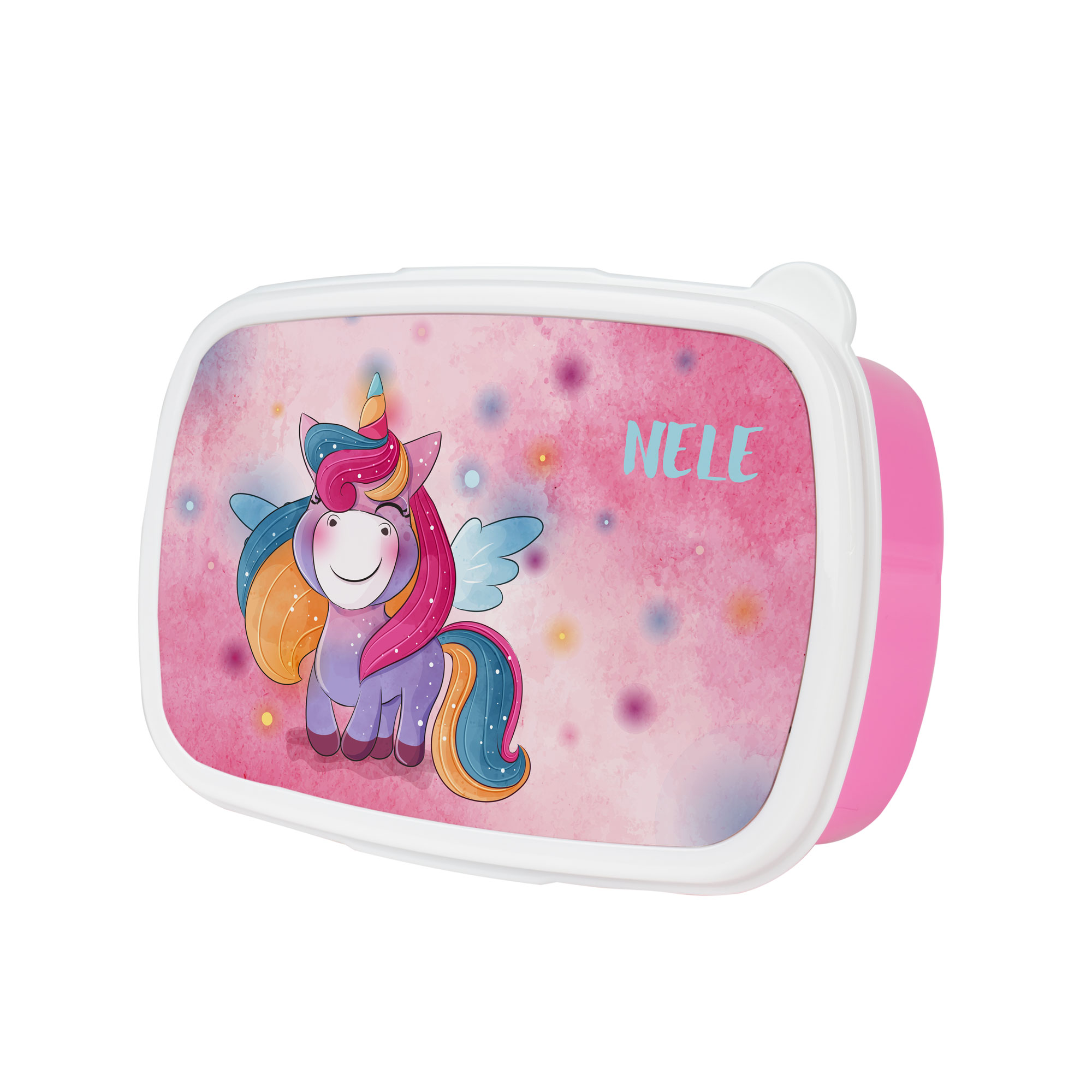 Boîte à goûter 186 x 128 x 60 mm avec séparateur et insert de couvercle imprimable, div. couleurs de boîtes