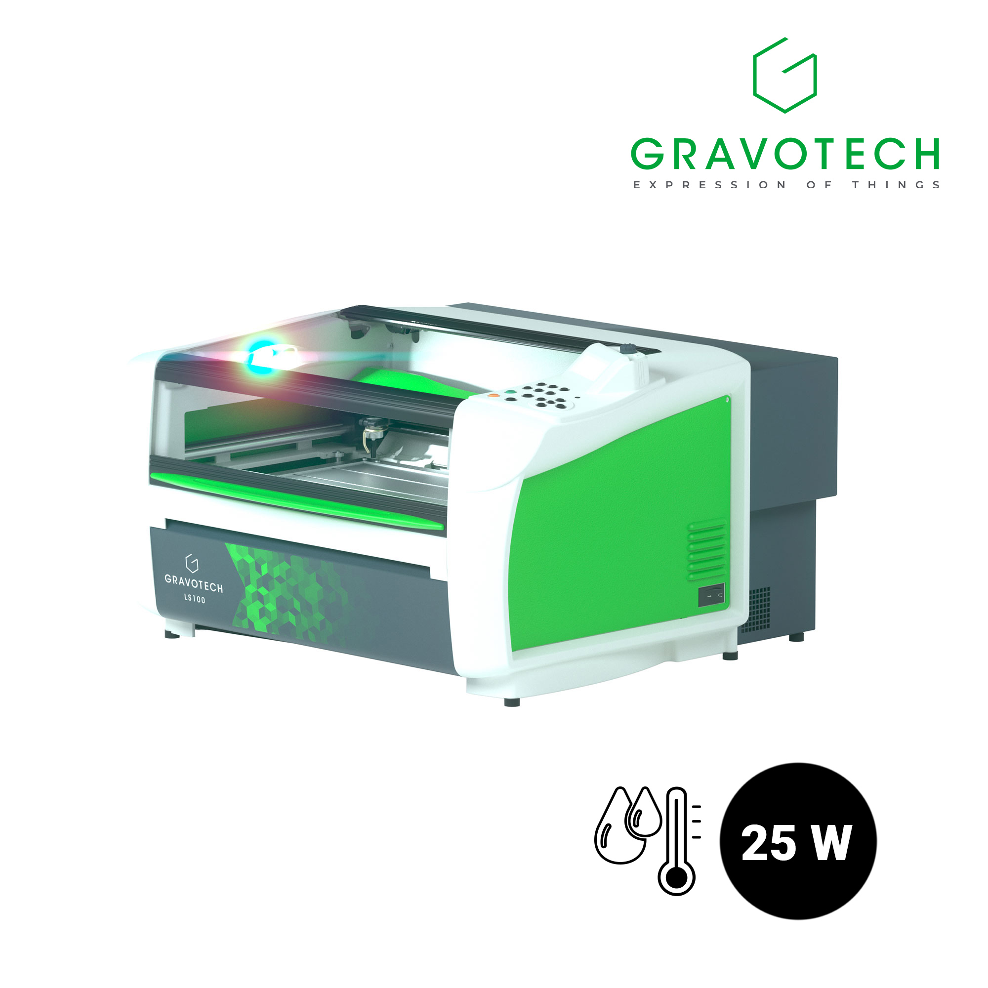 Gravotech LS100 CO2 Lasergravierer, 25 Watt CO2 Laser mit Wasserkühlung