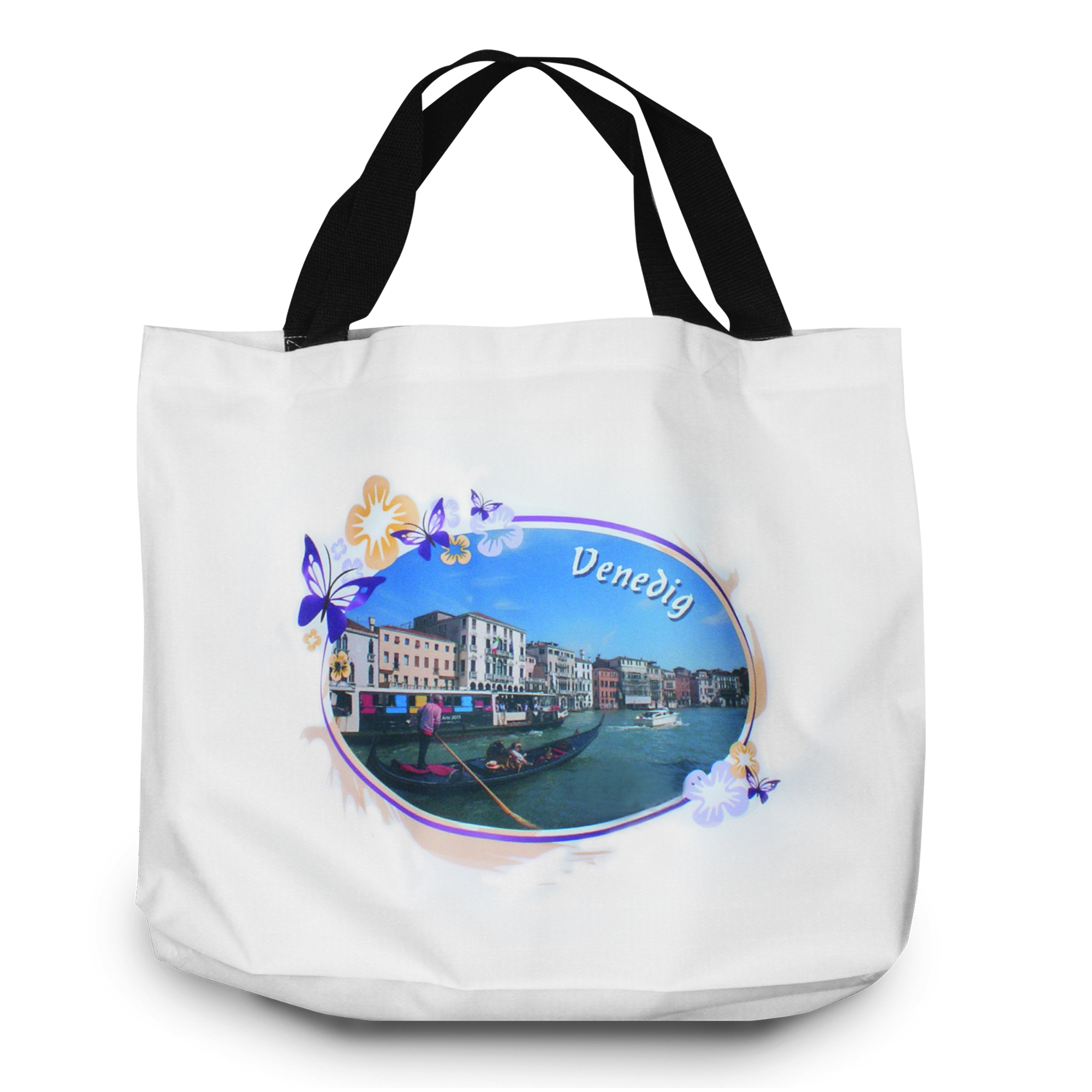 Sublistar® Strandtasche mit schwarzem Henkel, Größe 50 x 38 cm (BxH)