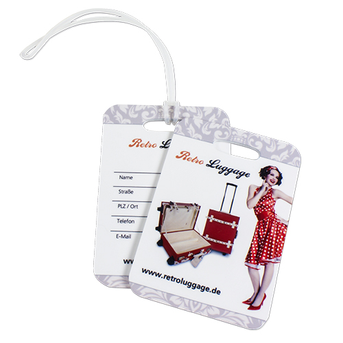 UNISUB etiquette à bagage, taille 70 x 100 mm, imprimable recto-verso, couleur blanc brillant, 50 pcs./carton