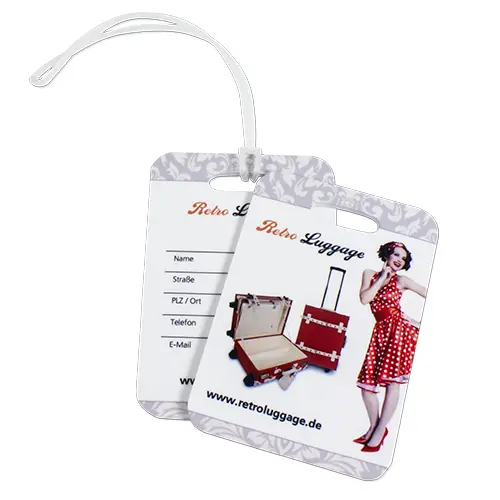 UNISUB luggage tag, size 70 x 100 mm, both sides printable, colour glossy white, 50 pcs./carton