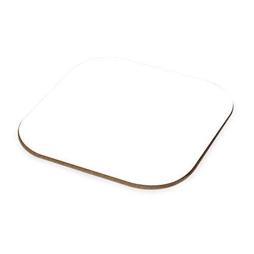 UNISUB Dessous de verre en fibres dures blanc brillant, 100 x 100 x 3 mm, coins arrondis, 40 pcs./carton