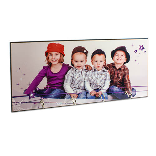 UNISUB MDF tableau des clés, avec 4 crochets argentées, couleur blanc brillant, taille 279 x 127 x 16 mm, 10 pcs./carton